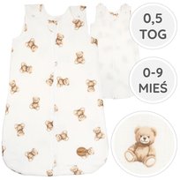 BabyU, Śpiworek Muślinowy Niemowlęcy Letni Premium Regulowany 0.5 TOG 0-9 mieś BALOO