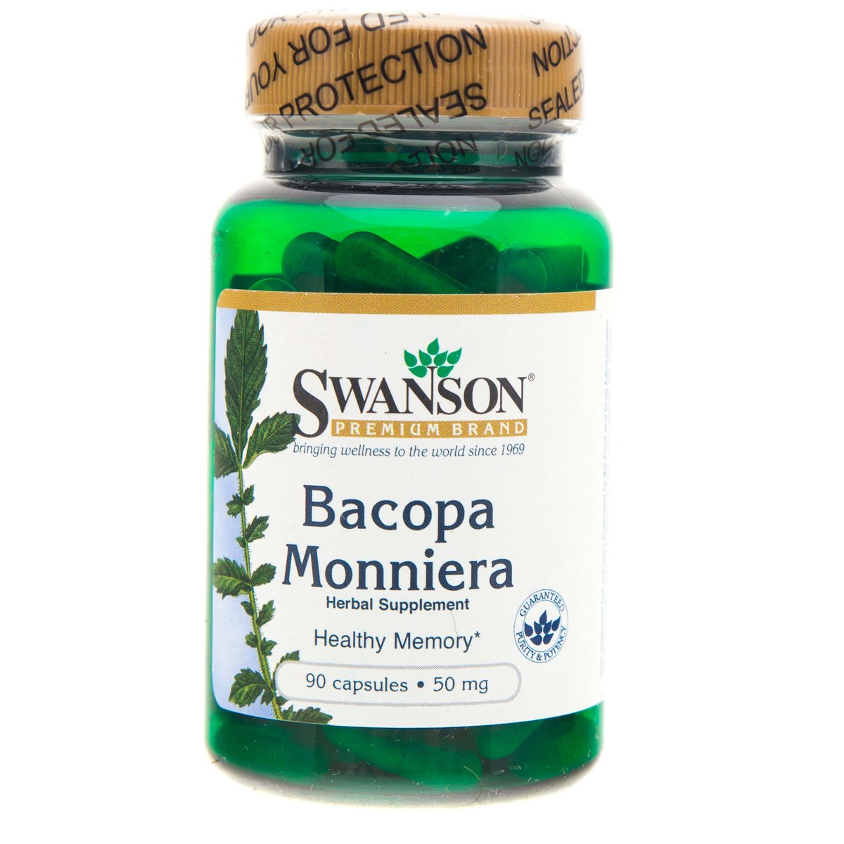 Фото - Вітаміни й мінерали Swanson Bacopa Monniera , 50 mg, Suplement diety, 90 kaps. 