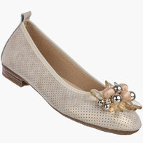 Baleriny Damskie Skórzane Buty Eleganckie Półbuty Z Ozdobami Beżowe FILIPPO Beżowy 37 FILIPPO
