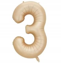 BALON CYFRA 3 TRZY BEŻOWY FOLIOWY W KSZTAŁCIE CYFRY 100CM IMPREZA URODZINY