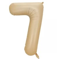 BALON CYFRA 7 SIEDEM BEŻOWY FOLIOWY W KSZTAŁCIE CYFRY 1M URODZINY IMPREZA