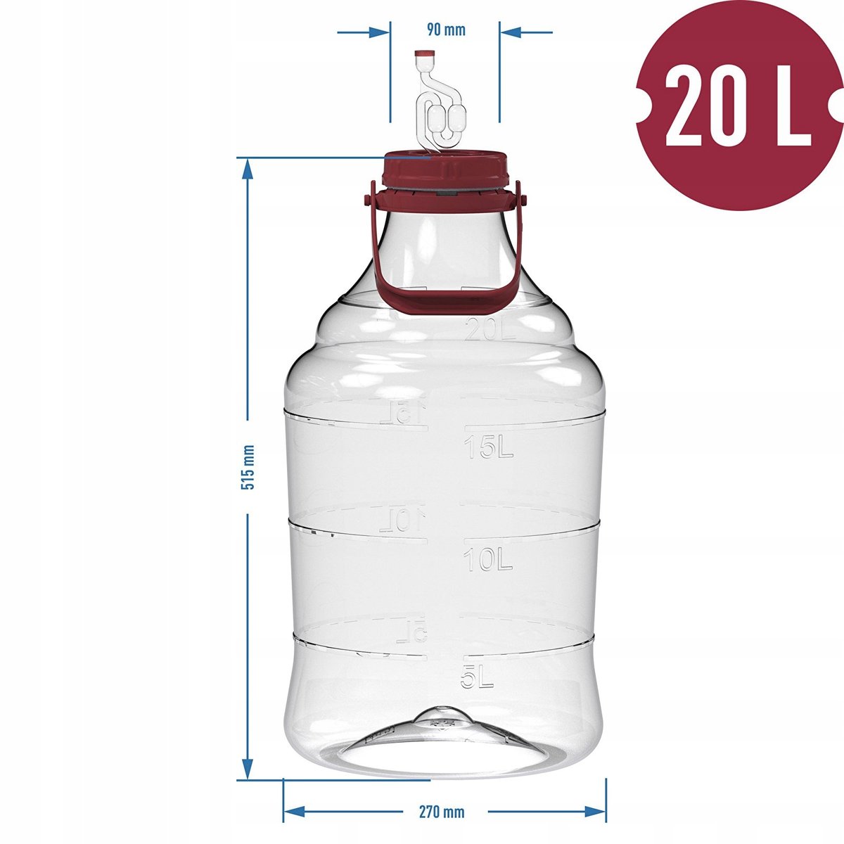 browin Balon do wina lekki, nietłukący z uchwytem 20 L