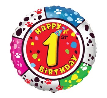 Balon foliowy, 18", Happy 1st Birthday - Flexmetal Balloons