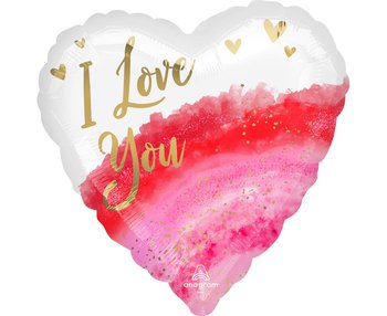 Balon Foliowy 18" Hrt - "I Love You" Geode Watercolour, Zapakowany - Amscan