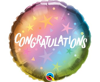 Balon Foliowy 18" Ql Rnd Congratulations Ombre&Stars - Qualatex