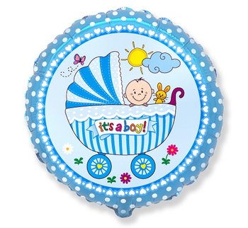 Balon Foliowy, 18", Wózek Dla Chłopca, Niebieski - Flexmetal Balloons