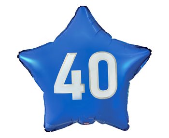 Balon Foliowy "40" Gwiazda Niebieska, Nadruk Biały, 19" - GoDan