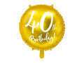Balon foliowy, 40th Birthday, 45 cm, złoty - PartyDeco