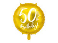 Balon foliowy, 50th Birthday, 45 cm, złoty - PartyDeco