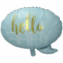 BALON FOLIOWY BABY SHOWER BOY CHŁOPIEC NIEBIESKIE HELLO BABY