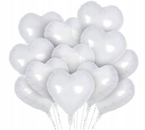 Balon Foliowy Biały Białe Serce Serca Walentynki Valentine's Day 10 szt Greenzone