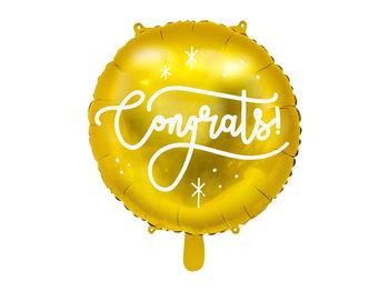 Balon foliowy Congrats!, 45cm, złoty - PartyDeco