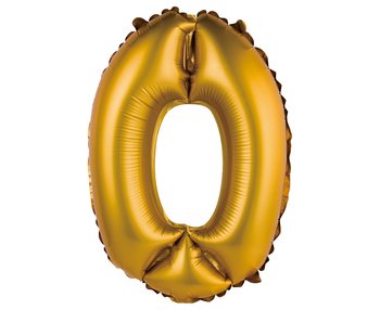 Balon foliowy, Cyfra 0, 35 cm, złoty, matowy - GoDan