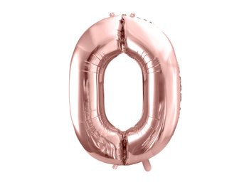 Balon foliowy, cyfra 0, 86 cm, różowe złoto - PartyDeco