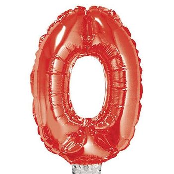 Balon foliowy, cyfra 0 - Funny Fashion, 40 cm, czerwony - Funny Fashion