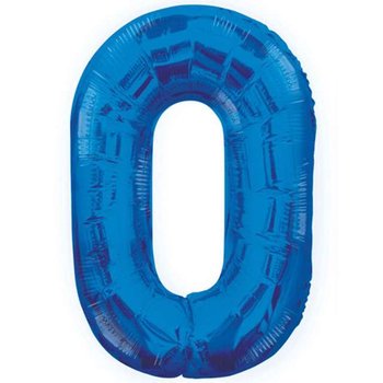 Balon foliowy, cyfra 0, niebieski, 86 cm - Unique