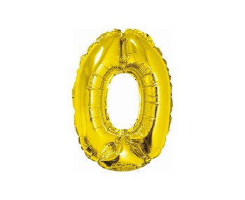 Balon foliowy, Cyfra 0, złota, 35 cm - GoDan