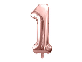 Balon foliowy, cyfra 1, 86 cm, różowe złoto - PartyDeco