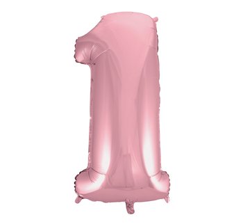 Balon foliowy, Cyfra 1, różowa, 92 cm - GoDan
