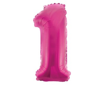 Balon foliowy, cyfra 1, różowy, 35 cm - GoDan