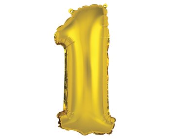 Balon foliowy, Cyfra 1, złota, 35 cm - GoDan