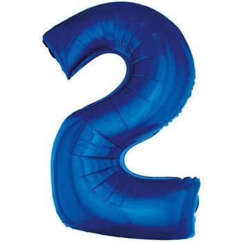Balon foliowy, cyfra 2, niebieski, 86 cm - GoDan