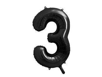 Balon foliowy, cyfra 3, czarna, 86 cm - PartyDeco