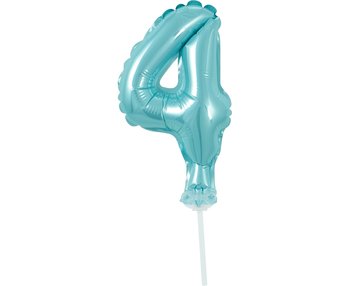 Balon foliowy, cyfra 4, 13 cm, błękitny - GoDan
