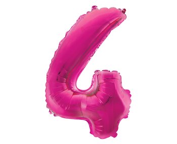 Balon foliowy, cyfra 4, różowy, 35 cm - GoDan