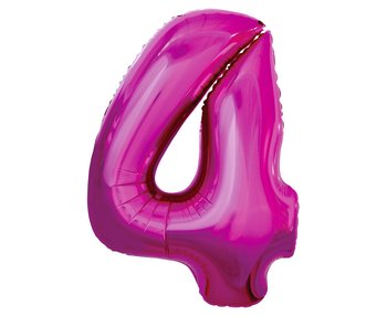 Balon foliowy, cyfra 4, różowy, 86 cm - GoDan