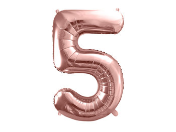 Balon foliowy, cyfra 5, 86 cm, różowe złoto - PartyDeco