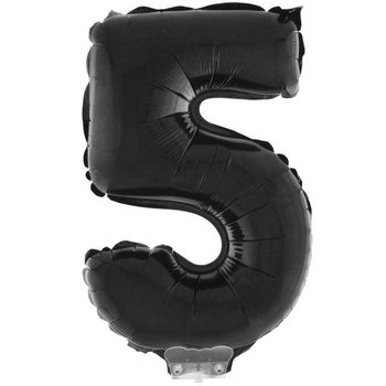 Balon foliowy, cyfra 5, czarny, 40 cm - Funny Fashion