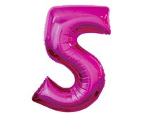 Balon foliowy, cyfra 5, różowy, 86 cm GoDan