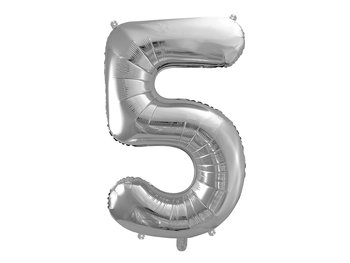 Balon foliowy, cyfra 5, srebrny, 86 cm - PartyDeco