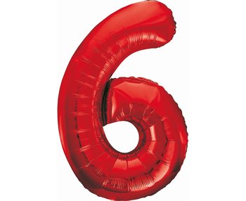 Balon foliowy, cyfra 6, 85 cm, czerwony - GoDan