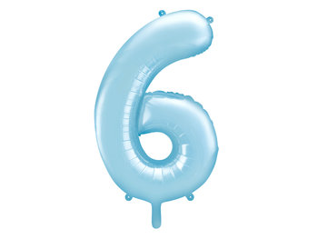 Balon foliowy, Cyfra 6, 86 cm, jasny niebieski - PartyDeco