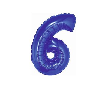 Balon foliowy, cyfra 6, niebieski, 35 cm - GoDan