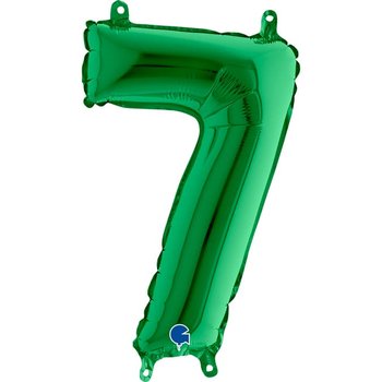 Balon foliowy cyfra 7 zielony, 35 cm