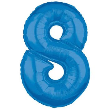 Balon foliowy, cyfra 8, 66 cm, niebieski - Amscan