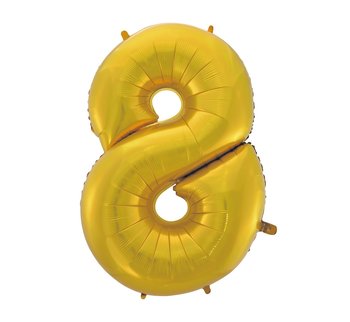 Balon foliowy, Cyfra 8, 92 cm, złoty, matowy - GoDan