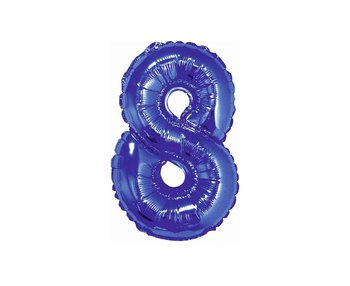 Balon foliowy, cyfra 8, niebieski, 35 cm - GoDan