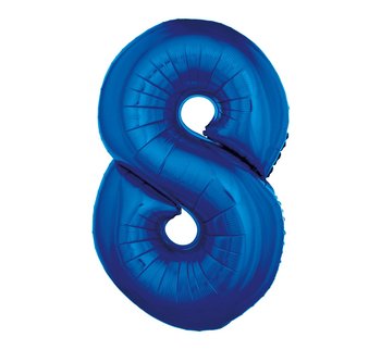 Balon foliowy, cyfra 8, niebieski, 86 cm - GoDan