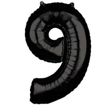 Balon foliowy, cyfra 9, 66 cm, czarny - Amscan