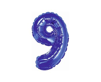 Balon foliowy, cyfra 9, niebieski, 35 cm - GoDan