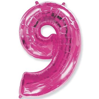 Balon foliowy, cyfra 9, różowy, 101 cm - Flexmetal
