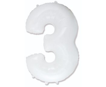 Balon Foliowy Fx - "Number 3" Biały, 85 Cm - Flexmetal