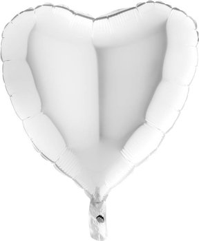 Balon Foliowy - Gładkie białe Serce 46 cm, Grabo