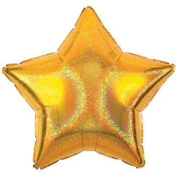 Balon foliowy, Gwiazda, 19", złota, brokatowa - Amscan