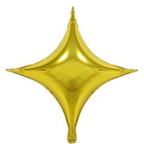 Balon foliowy gwiazda czteroramienna złota 65cm