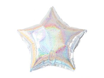 Balon foliowy gwiazda, holograficzny srebrny, 45 cm (18 cali) - Inna marka